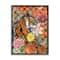 Stupell Industries Jungle Tiger Cat Over Orange Arabesque Floral Pattern in Black Frame Wall Art